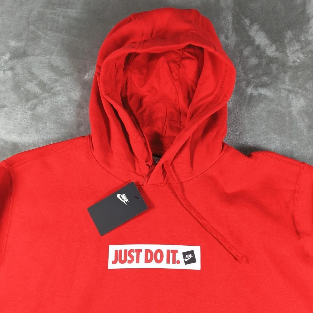Nike Hoodie Mens XXL Red Just Do It Swoosh Logo Pullover Fleece BV5094 657 New